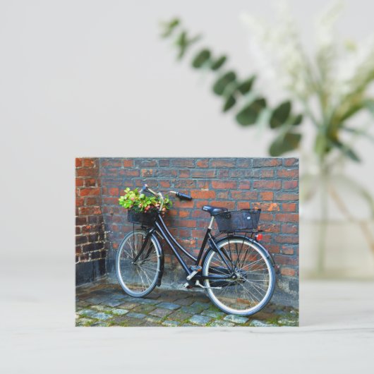 Blume Basket Bicycle, Kopenhagen, Dänemark Postkarte (Stehend Vorderseite)