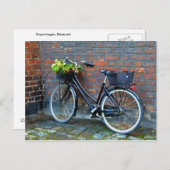 Blume Basket Bicycle, Kopenhagen, Dänemark Postkarte (Vorne/Hinten)
