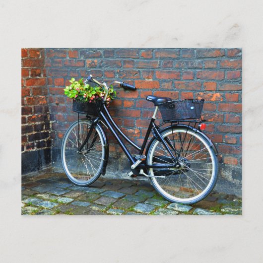 Blume Basket Bicycle, Kopenhagen, Dänemark Postkarte (Vorderseite)