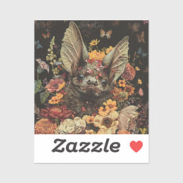 Blume Bat in Schwarz-Aufkleber Aufkleber