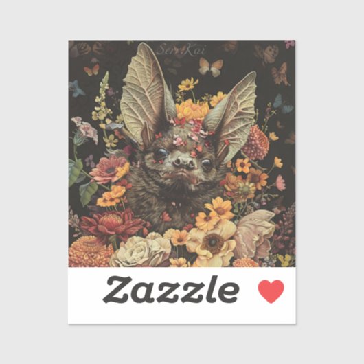 Blume Bat in Schwarz-Aufkleber Aufkleber (Blatt)