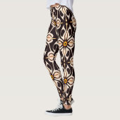 Blume Batik Gelbbeige Blumenmuster Leggings (Links)