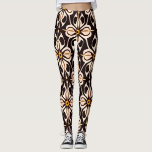 Blume Batik Gelbbeige Blumenmuster Leggings