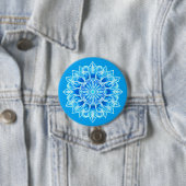 Blume Batik Mandala auf Türkis Button (Beispiel)