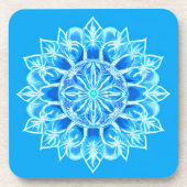 Blume Batik Mandala auf Türkis Getränkeuntersetzer (Vorderseite)
