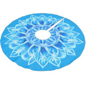 Blume Batik Mandala auf Türkis Polyester Weihnachtsbaumdecke (Schrägansicht)