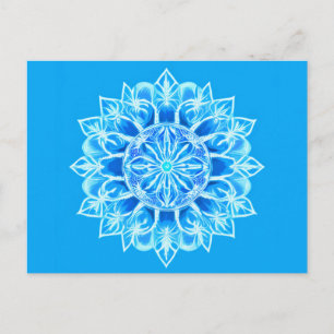 Blume Batik Mandala auf Türkis Postkarte