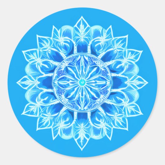 Blume Batik Mandala auf Türkis Runder Aufkleber (Vorderseite)
