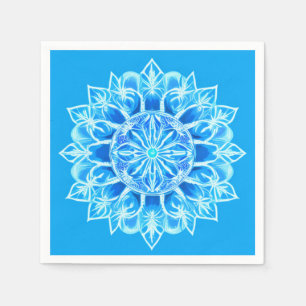 Blume Batik Mandala auf Türkis Serviette