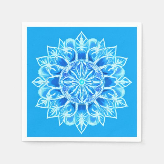 Blume Batik Mandala auf Türkis Serviette (Vorderseite)