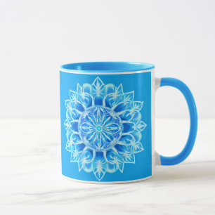 Blume Batik Mandala auf Türkis Tasse