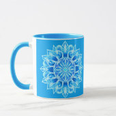 Blume Batik Mandala auf Türkis Tasse (Links)