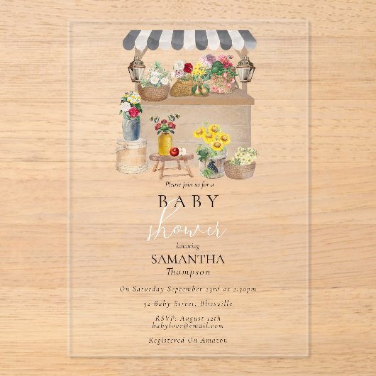 Blume Bauer Watercolor Acryleinladungen (Vorderseite)