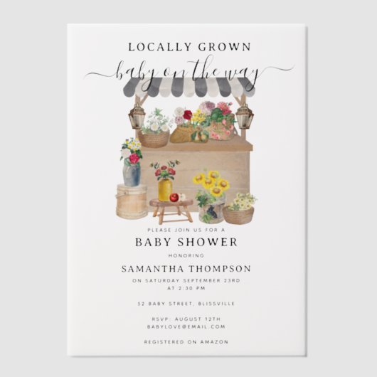 Blume Bauer Watercolor Pergament Einladungen (Vorderseite)