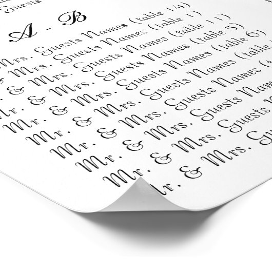 Blume Baum Sitzkarte Alphabetisch Poster