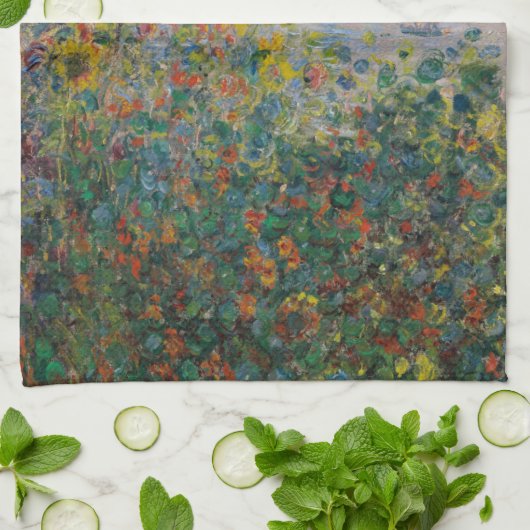 Blume Bedins at Vetheuil von Claude Monet Geschirrtuch (Gefaltet)