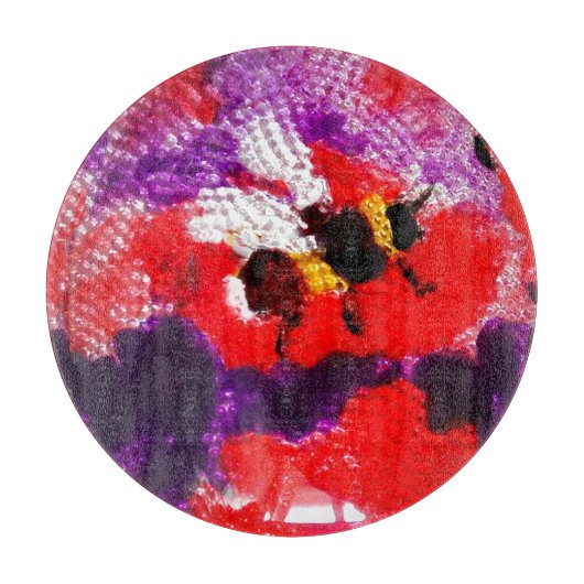 Blume Bee Floral Art Schneidebrett (Vorderseite)
