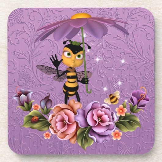 Blume BeePlastische Untersetzer/Korkrückwand - Set Getränkeuntersetzer (Vorderseite)