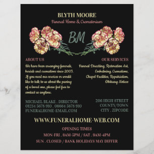 Blume, Beerdigung Zuhause, Direktoren Flyer