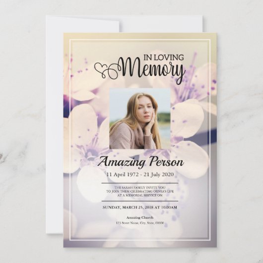 Blume Beerdigungsauftrag Einladung (Vorderseite)