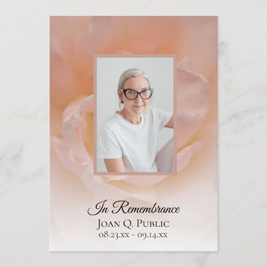 Blume-Beerdigungsdienst "Pale Pink Rose" Programm (Vorderseite)