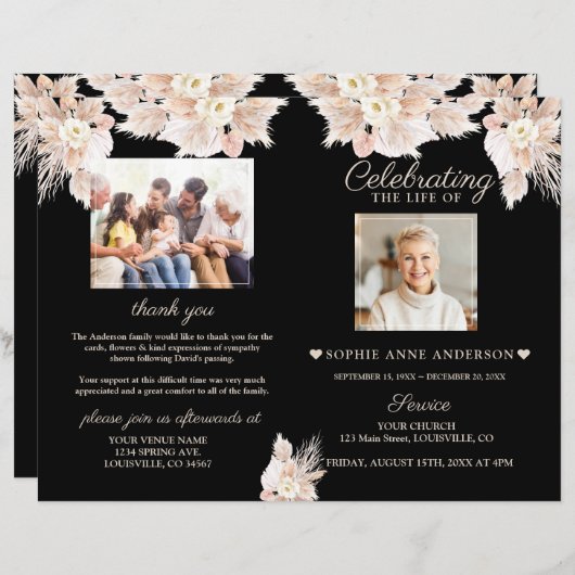 Blume Beerdigungsservice Foto Programm (Vorne/Hinten)