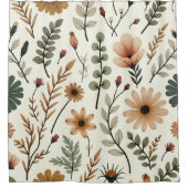 Blume Beige und Brown Boho Duschvorhang (Vorderseite)