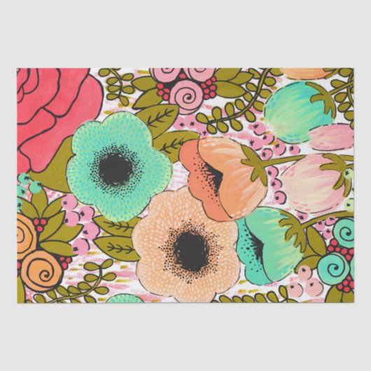 Blume bemalt Art Journal Geschenk Wrap Wrapping Seidenpapier (Vorderseite)