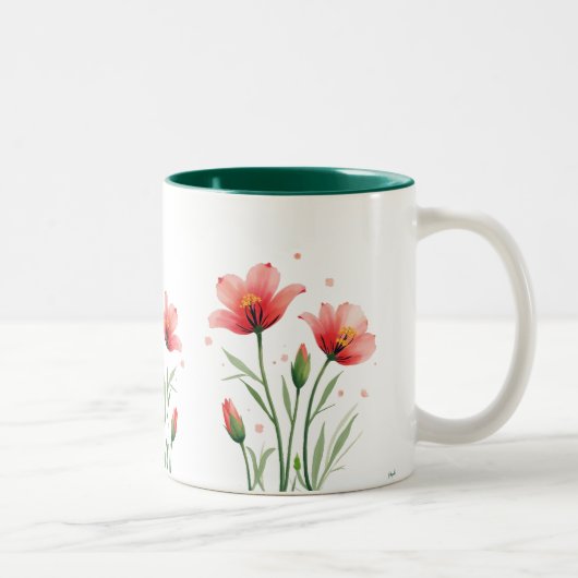Blume bemalt Tasse (Rechts)