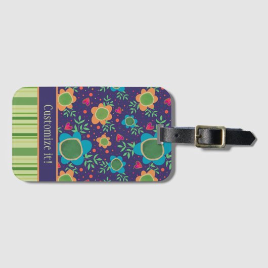 Blume Benutzerdefinierter Mustername Inspirivity Gepäckanhänger (Vorderseite (Horizontal))