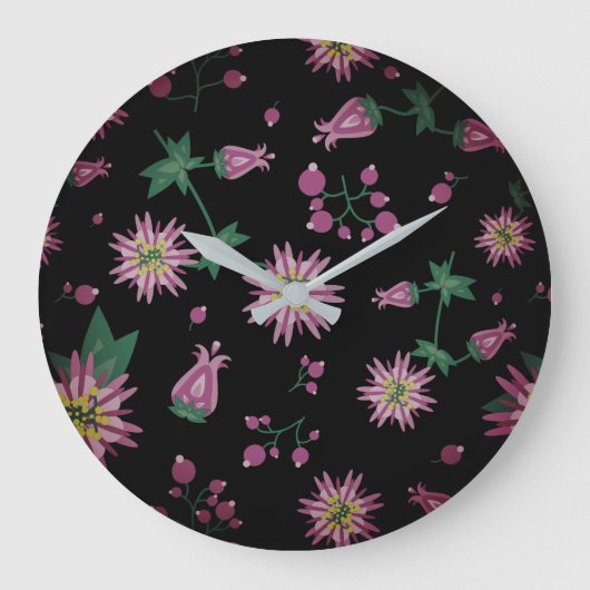 Blume & Berries Nebel Große Wanduhr (Vorderseite)