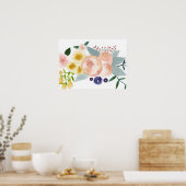 Blume, Berries und Blätter Aquarellfarben-Poster Poster (Küche)