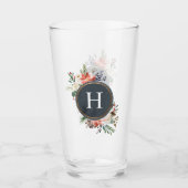 Blume Berry Floral Monogram Glas (Vorderseite)