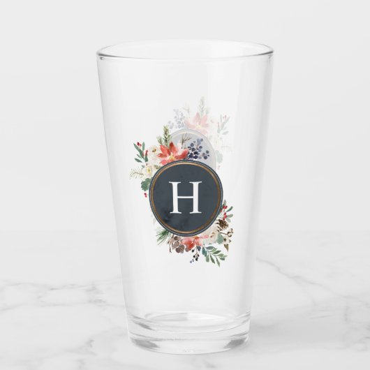 Blume Berry Floral Monogram Glas (Vorderseite)