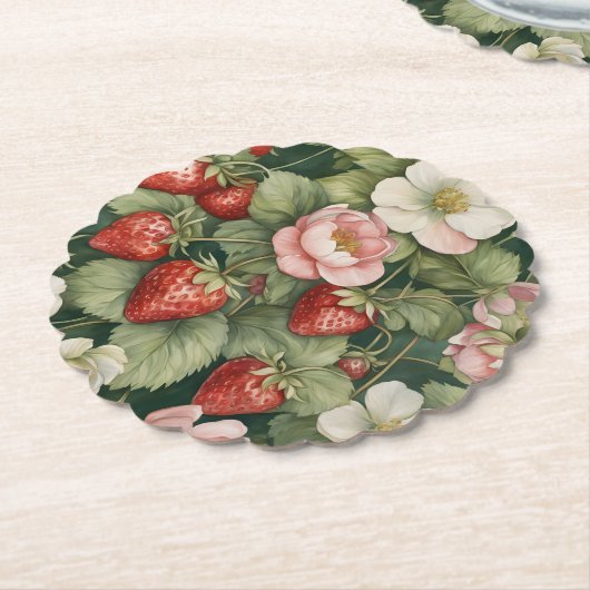 Blume "Berry in Liebe" und Erdbeere Untersetzer (angewinkelt)