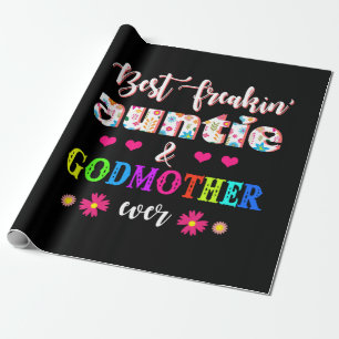 Blume Beste verrückte Tante und Patentante überhau Geschenkpapier