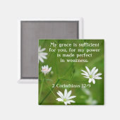 Blume Bibel Vers 2 Korinther Magnet 12:9 (Vorderseite/Rückseite)