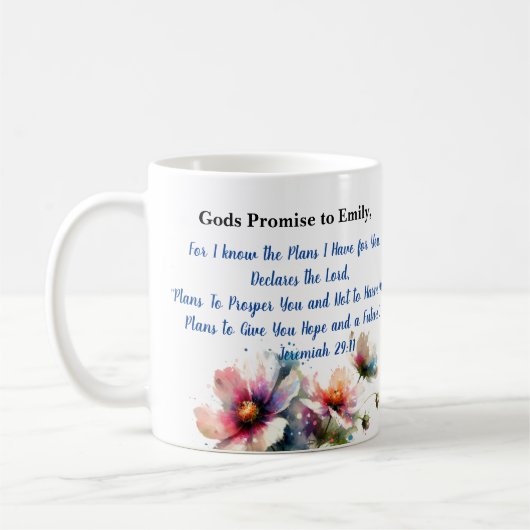 Blume Bible Verse Jeremiah 29:11 Persönliche Daten Kaffeetasse (Links)
