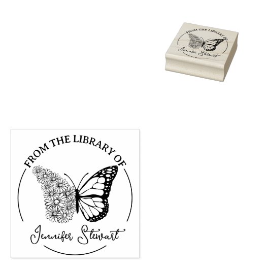 Blume-Bibliothek mit einfachem Skript Gummistempel (Stempel)