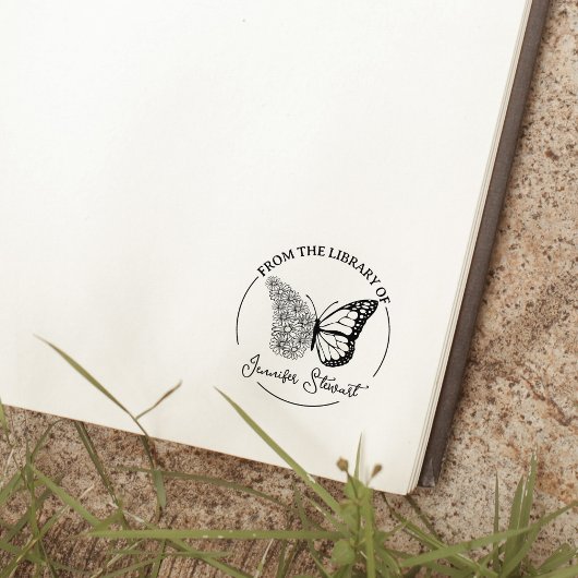 Blume-Bibliothek mit einfachem Skript Gummistempel