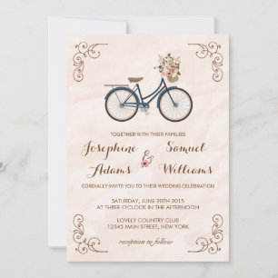 Blume Bicycle Watercolor Hochzeit Einladung