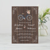 Blume Bicycle Wood Hochzeit Einladung (Stehend Vorderseite)