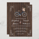 Blume Bicycle Wood Hochzeit Einladung (Vorne/Hinten)