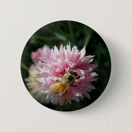 Blume Bienen und Rosa Button (Vorderseite)