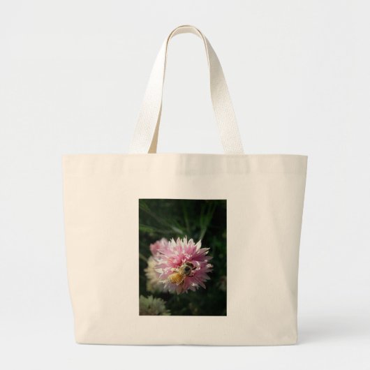 Blume Bienen und Rosa Jumbo Stoffbeutel (Vorne)