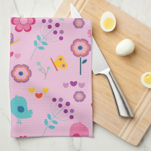 Blume Bienen und Vögel Geschirrtuch (Viertel Falte)