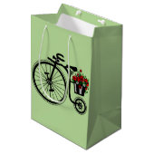 Blume Bike Geschenktasche - Ihre Farben - Text Mittlere Geschenktüte (Vorderseite Schrägansicht)