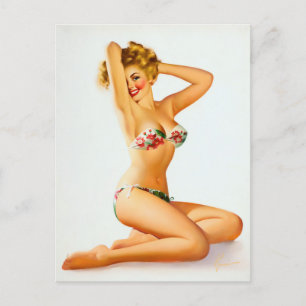 Blume Bikini Button Postkarte