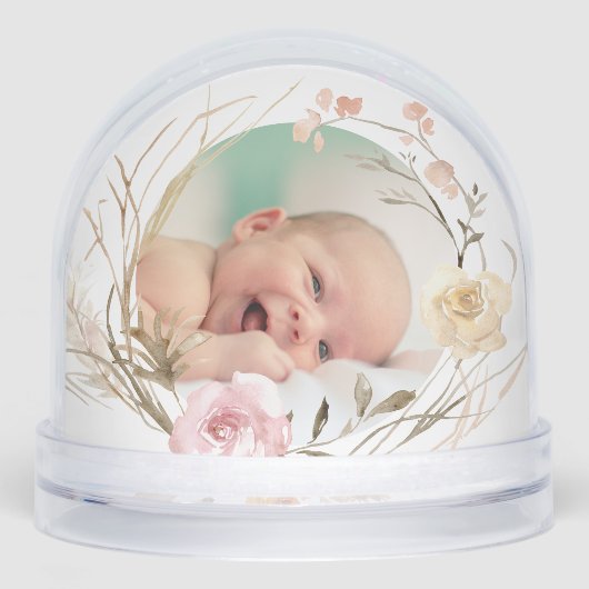 Blume bilden den Rahmen für die Taufe Schneekugeln (Vorderseite)