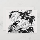 Blume Bird Black und White Postcard Postkarte (Vorne/Hinten)